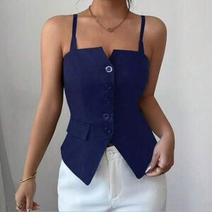 NEVER WORN Navy Blue Button-Up Spaghetti Strap